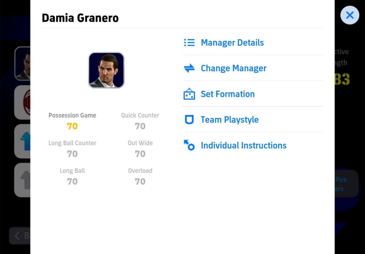 Tap the manager icon in Game Plan and choose Set Formation.