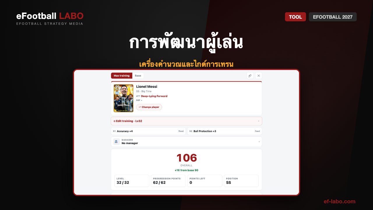 เครื่องคำนวณการพัฒนาผู้เล่น eFootball